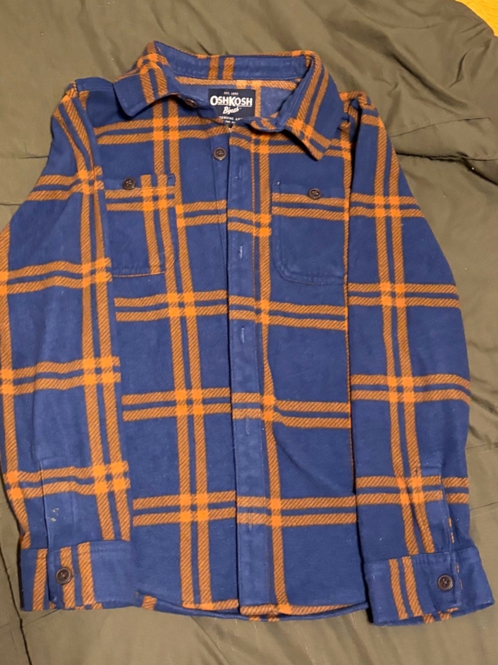 OshKosh B'gosh Blue & Orange Plaid fleece Button-Up Shirt  ** Bundle 5/$15